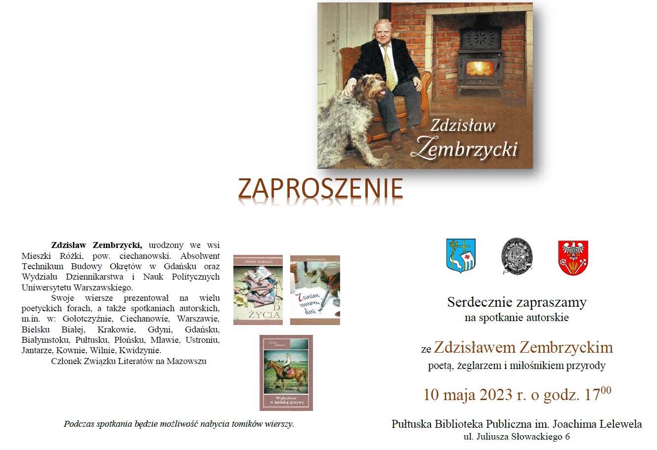 Zaproszenie na spotkanie autorskie ze Zdzisławem Zembrzyckim